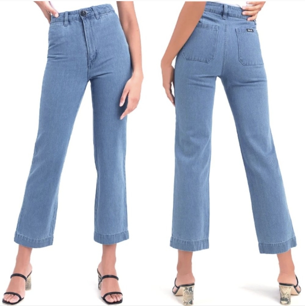 ROLLA'S Slim Sailor High Waisted Staight Leg Cropped Jeans Light Blue Size 25